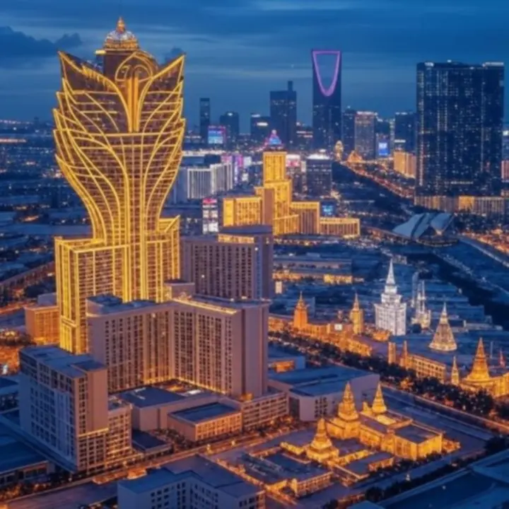 Cinematic skyline montage of LuxVille destinations at night