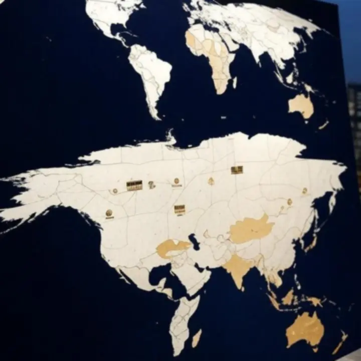 Stylized world map highlighting LuxVille destinations across the globe