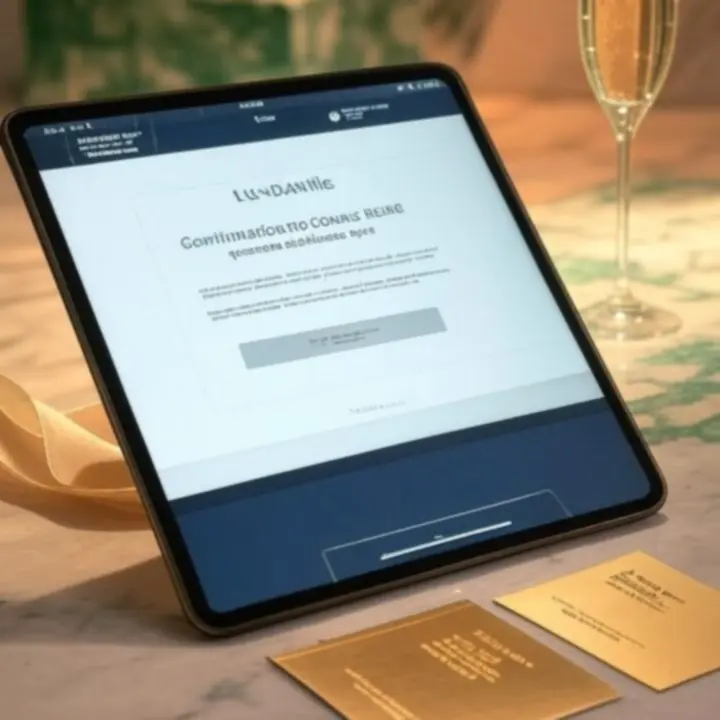 Guest checking into a LuxVille hotel reception