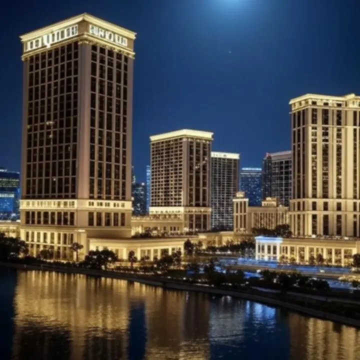 Cinematic collage of LuxViille casino hotels in Las Vegas, Sydney, Riyadh and leading Asian cities